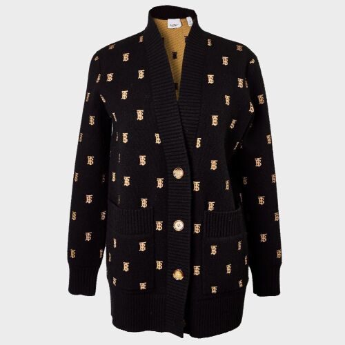 Burberry, Black / Beige, Palena TB Monogram Knitted Cardigan / Jacket, Size XS