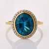 9ct Yellow Gold, London Blue Topaz / .30ct Diamond Ring