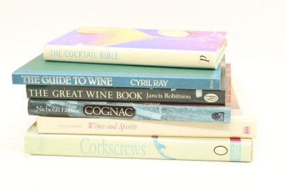 (1) A Collection of Refrence Books on Wines, Spirits, Cocktails, and Corkscrews