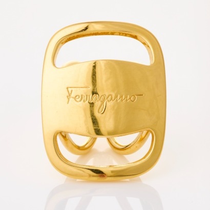 Salvatore Ferragamo, Gold Plated Scarf Ring