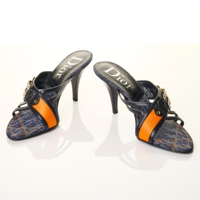 Christian Dior, Monogram Denim Mules, Size 38