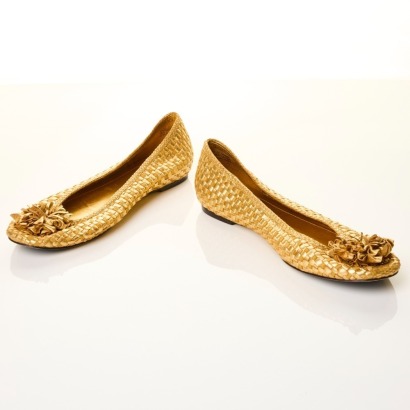 Bcbgmaxazria, Gold Ballet Flats, Size 38.5