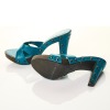 Yves Saint Laurent, Studded Teal Open Toe Mules, Size 38 - 2