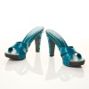 Yves Saint Laurent, Studded Teal Open Toe Mules, Size 38