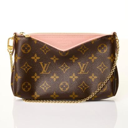 Louis Vuitton, Pallas Monogram Canvas / Rose Leather Pochette