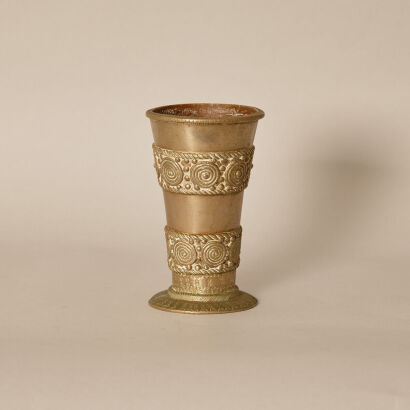 A Very Heavy Tooled Brass Goblet