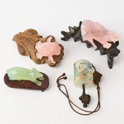 A Set of Two Chinese Jade Animal Ornaments