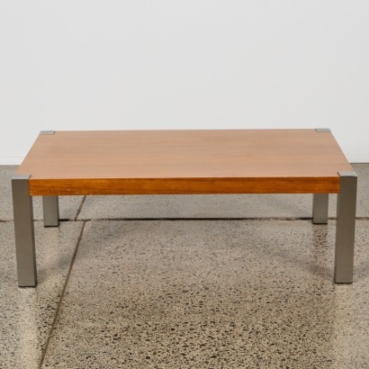 A Walnut Coffee Table with Metal Legs