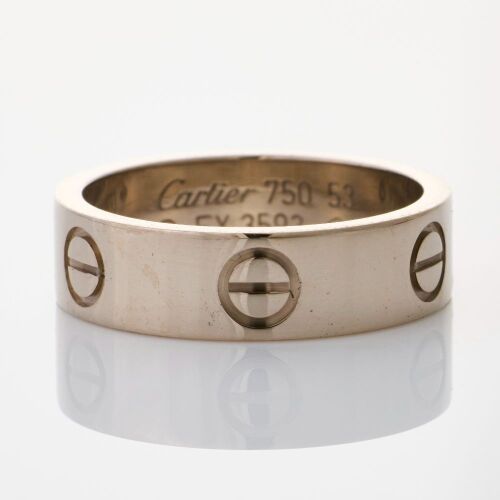 18ct White Gold, Cartier Love Ring, Size 53 with Box