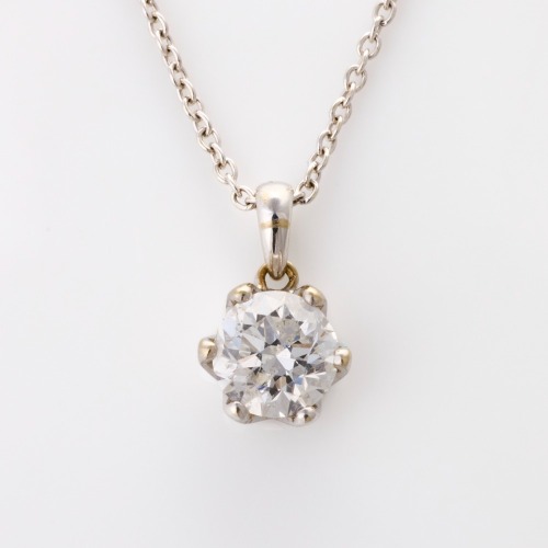 18ct White Gold, 1.00ct Diamond Pendant on 45cm Chain
