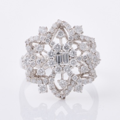 18ct White Gold, Modern, 2.17ct Diamond Cocktail Ring