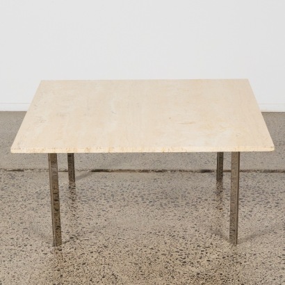 A Travertine and Chromed Steel Coffee Table