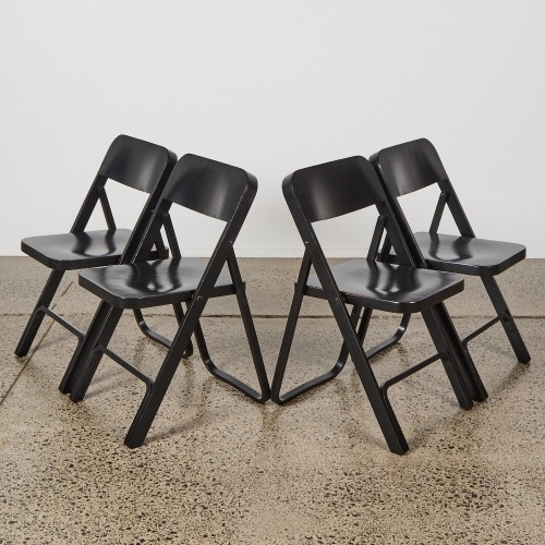 A Set of Four Thonet Daensen Folding Bentwood Chairs