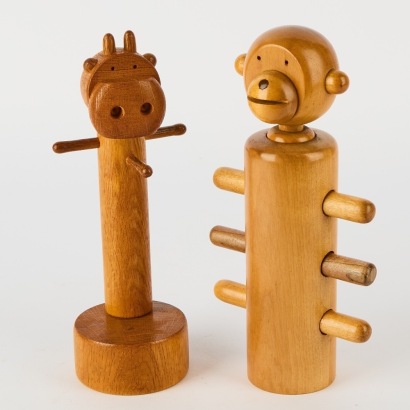 A Pair of Wooden Jewellery Stands in the Style of Kay Bojesen