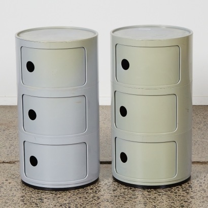 A Pair of Tall Replica Componibili in Silver