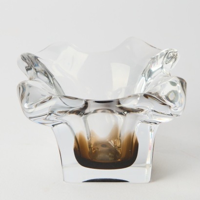 A Mid-Century Smoked Solid Crystal Ashtray