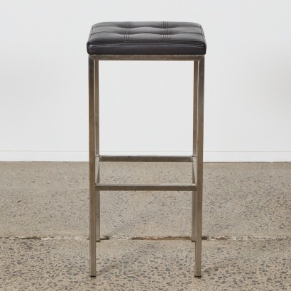 A Leather Top Modernist Bar Stool Stainless Frame