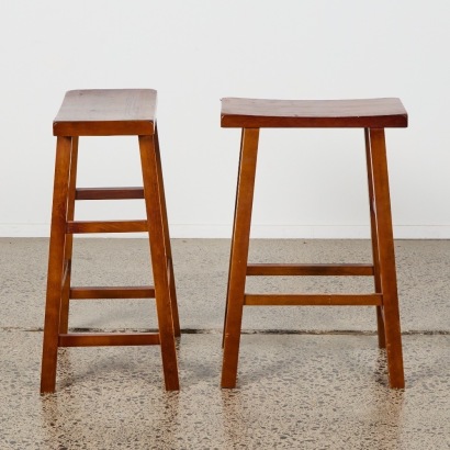 A Pair of Solid Wood Bar Stools