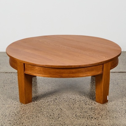 A Vintage Circular Coffee Table in Solid Oak