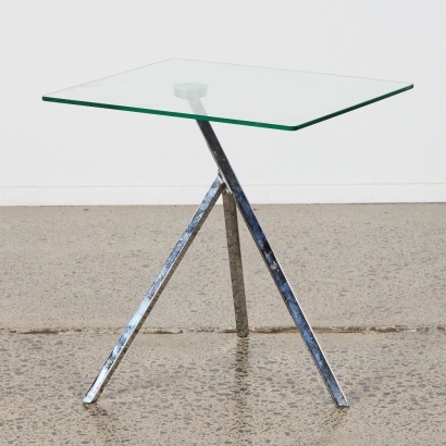 A Minimal Design Chrome & Glass Side Table
