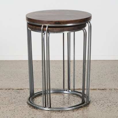 A Set of Le Forge 'Diego' Industrial Nesting Side Tables