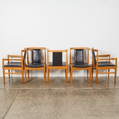 A Set of Five Mid-Century Parker T-Back Dining Chairs