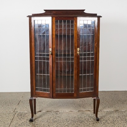 A Lead Light Bow Front China Cabinet