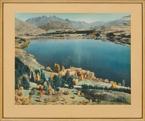 A Whites Aviation Hand-Coloured Photograph of Lake Hayes