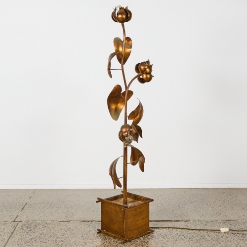 A Hollywood Regency Floral Floor Lamp attributed to Hans K&ouml;gel
