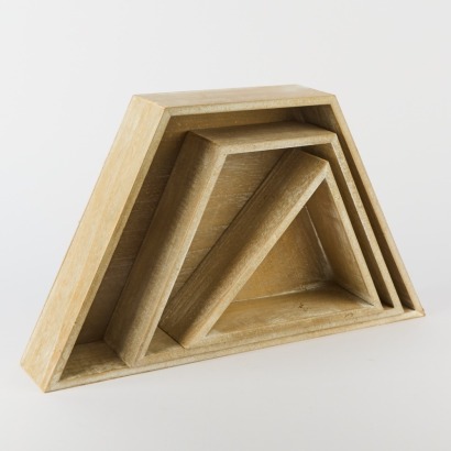 A Set of Three Geometric Wall Hung Storage Shelves