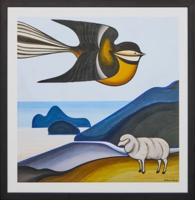 A Don Binney &lsquo;Pastoral, Te Henga&rsquo; Print, Embossed with official Binney Estate Stamp