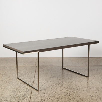 Kopa Dining Table in Grey Oak with Brushed Stainless Legs