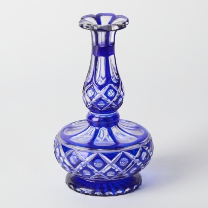 An Ornate Blue Cut Crystal Vase