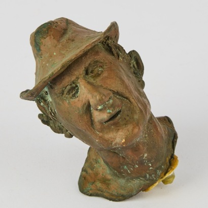 A Brian Engris Bronze Bust of a Man with Hat
