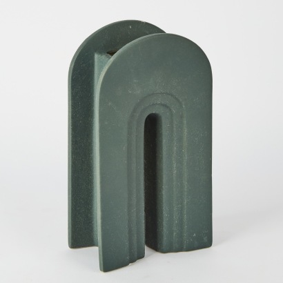 A Neo Art Deco Mechanical Age Grey Ceramic Vase