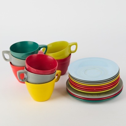 An Eleven Piece Set of Duraware Cups and Saucers