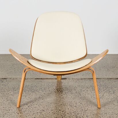 A Hans Wegner Style Shell Lounge Chair