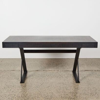 A Solid Dark Oak Wooden &ldquo;King&rdquo; Desk by Cimerich for Bauhaus