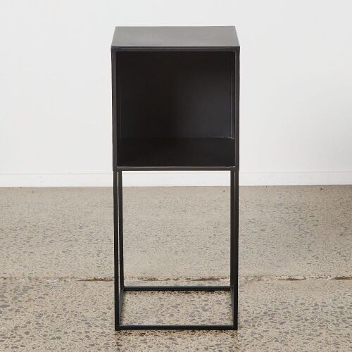 A Small Black Minimalist Design Metal Cabinet