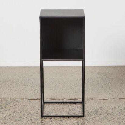 A Small Black Minimalist Design Metal Cabinet