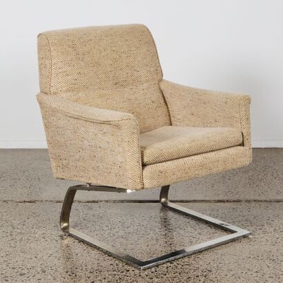 A Vintage Chrome Cantilever Accent Chair