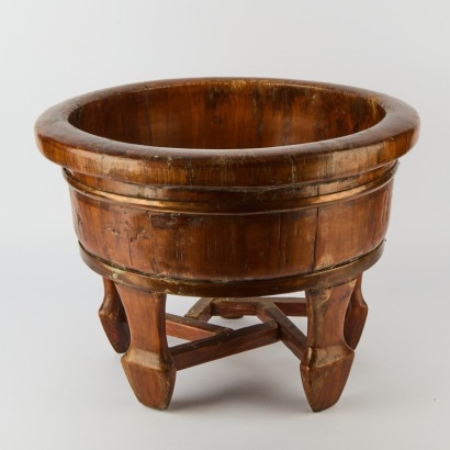 A Large Wood Bowl on Stand