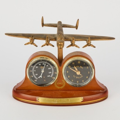 A 70th Anniversary Avro Lancaster Active Service 1942 Desk Clock and Barometer