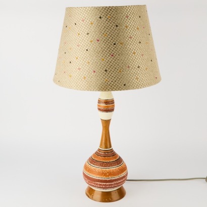 A Mid-Century Ceramic and Teak Lamp