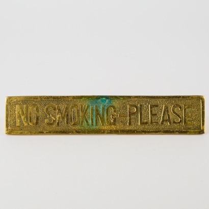 A Vintage Brass 'No Smoking Please' Sign