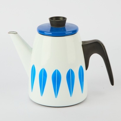 A Katherinholm Scandinavian Enamelware 'Blue Lotus' Teapot
