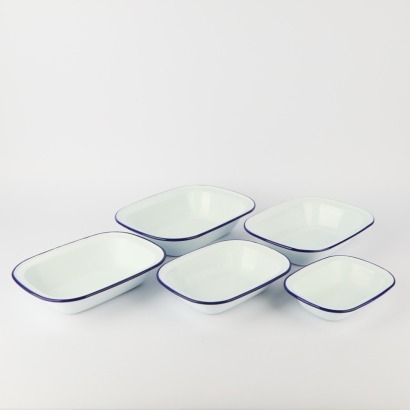 A Collection of five Enamel Dishes