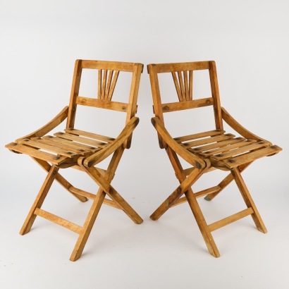A Pair of Vintage Czechoslovakian Folding Children's Chairs