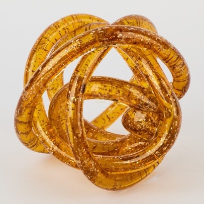A Modernist Honey and Gold Swirl Art Glass Ornament