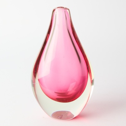 A Flavio Poli for Seguso Murano Pink Sommerso Teardrop Vase